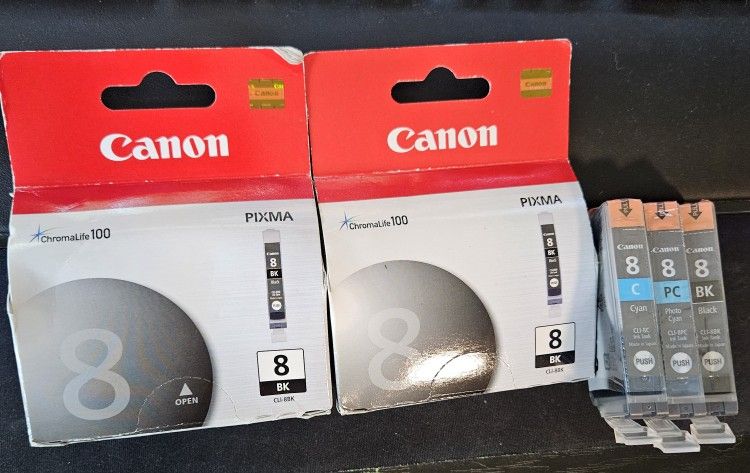 Canon CLI-8 Black Ink Cartridge for Select PIXMA IP, MP, MX and PRO Series Printers, 3 Black, 1 Photo Cyan, And 1 Cyan