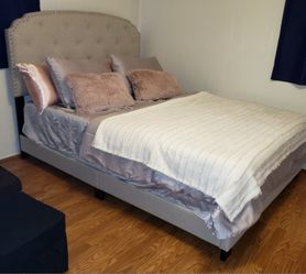 Queen Upholstered Low Profile Bed Frame 