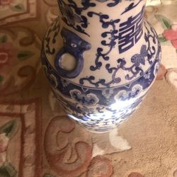 Antique / Accent Vase Blue And White 