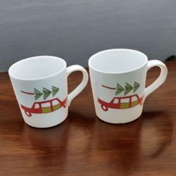 Set of 2 Crate and Barrel Christmas Cups