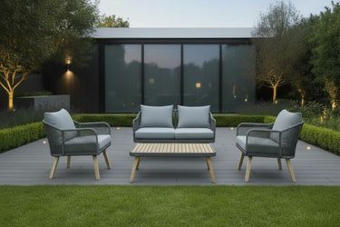 4-Piece Outdoor Rope Lounge Set with Coffee Table, we finance, $54 down