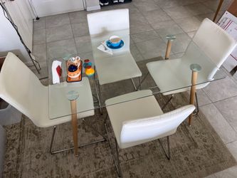 Glass Top Dining Table with Chairs