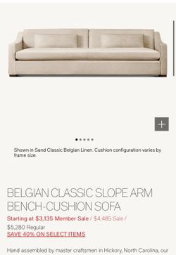 RH Belgian Slope arm sofa