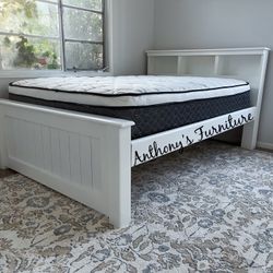 White Full Bed With Pillow Top Mattress 