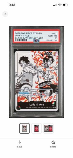 Luffy & Ace Alternate Art Leader PSA 10