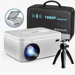 BIGASUO Pro302 HD Bluetooth Projector Built in DVD Player