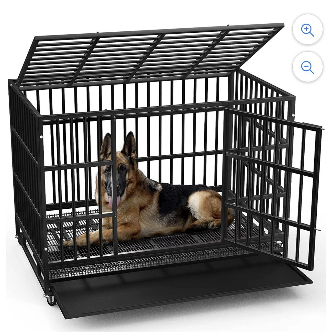 48 Inch Heavy Duty Dog Crate Cage Kennel with Wheels