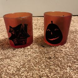 Halloween Glass Tea Candle Holders both $10