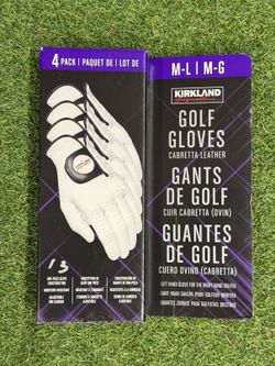 Kirkland Signature Golf Gloves 4-Pack Cabretta Leather M-L Left Hand NEW