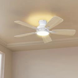 46 in.Indoor White Ceiling Fan with Dimmable 3-CCT Light and Bedroom Mood Light
