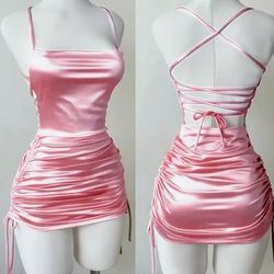 Spaghetti Strap Pink Dress XL
