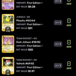 Pokemon 1ed None Holo Lot 