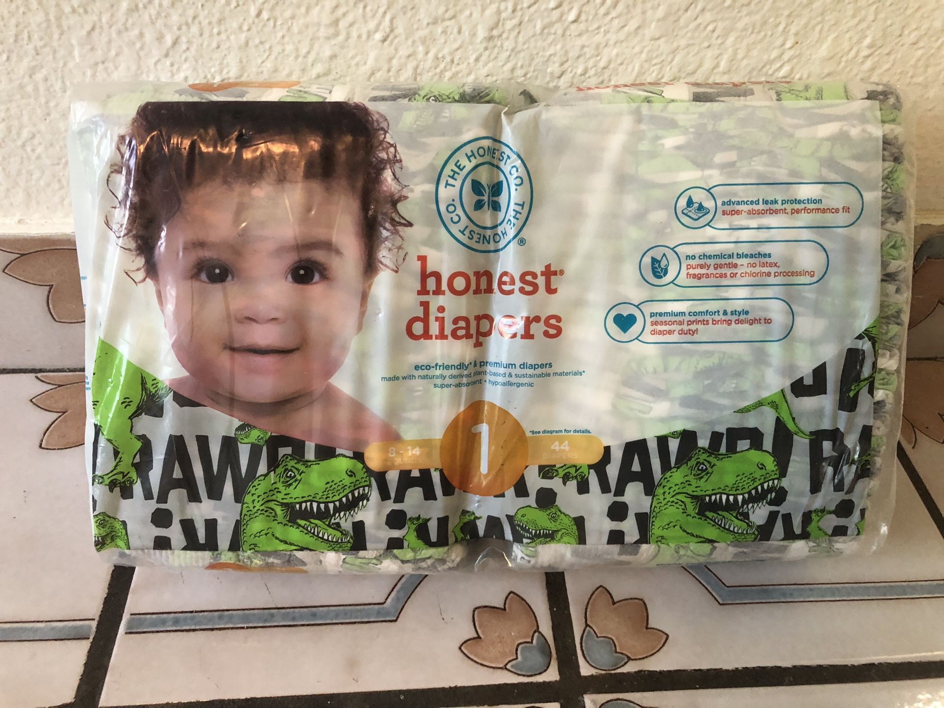 Honest Diapers Size 1 - Dinosaur Print