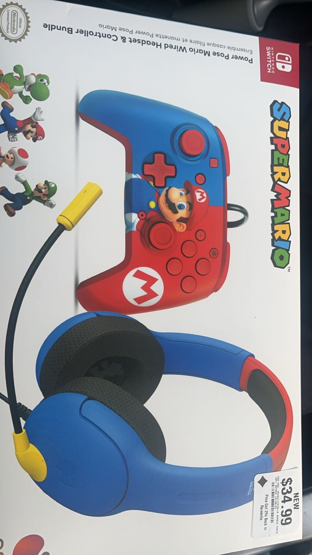Wired Mario Nintendo Controller With Headset