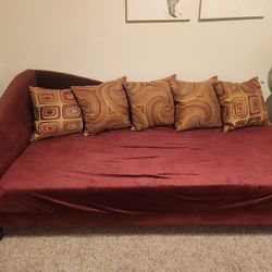 Twin Red Suede Daybed / Couch