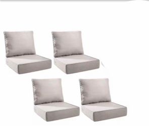 Plush Core 24 in. x 24 in. x 6 in. 8-Piece Deep Seating Outdoor Dining Chair Thick Cushion Set in Beige (4-Set) L-5155