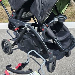 CONTOURS ELITE DOUBLE TWIN STROLLER WITH INFANT CAR SEAT ADAPTER