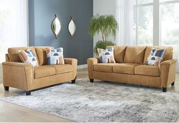 Yellow Sofa and Loveseat Set – Cheerful & Modern Design No Credit Needed