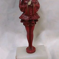 Vintage Art Deco Pierrot Red Spelter Clown Figurine