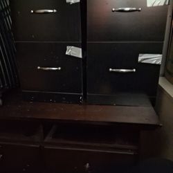 2 Blk Wood File Cabinets 