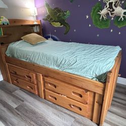 Solid Wood Twin Platform Bed Frame With Storage
