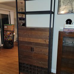 Industrial Bar Shelf w/ Wine Rack | Reclaimed Wood & Metal | 82" Tall | Handmade | MUST SEE! 🍷🥃