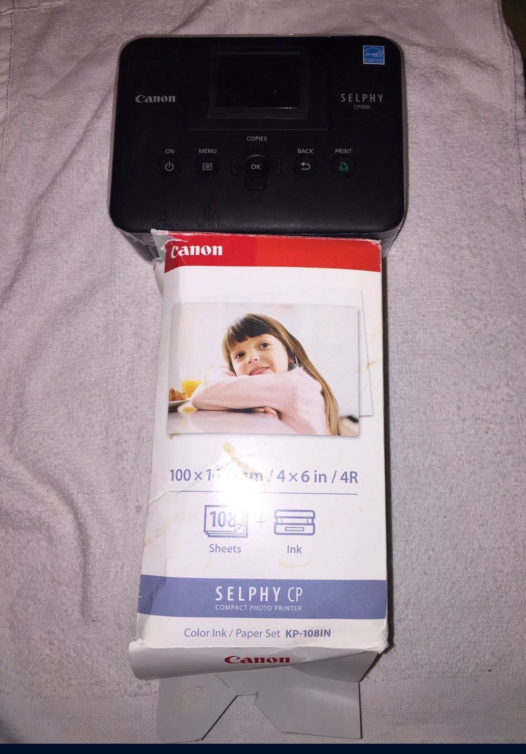 Canon Selphy CP800 Photo Printer Ink And Paper Bundle New
