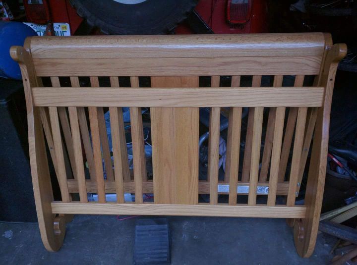 Sleigh Crib 4 life makes has conversion kit that turns into toddler bed or full size bed