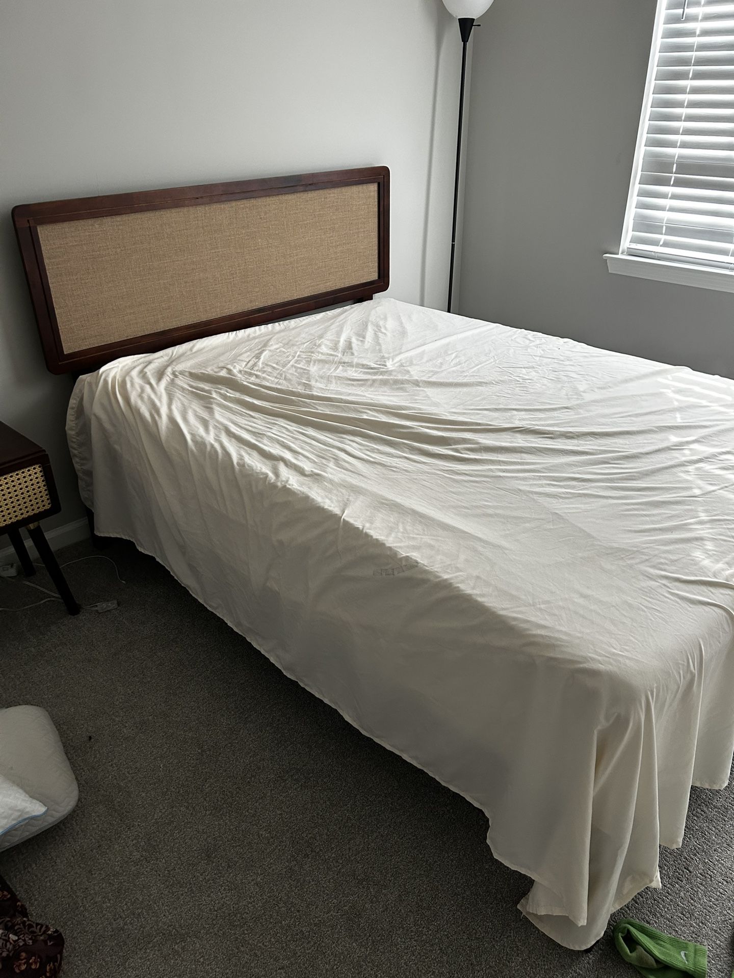 Queen Size Bed + Side Table ( Solid Wood)