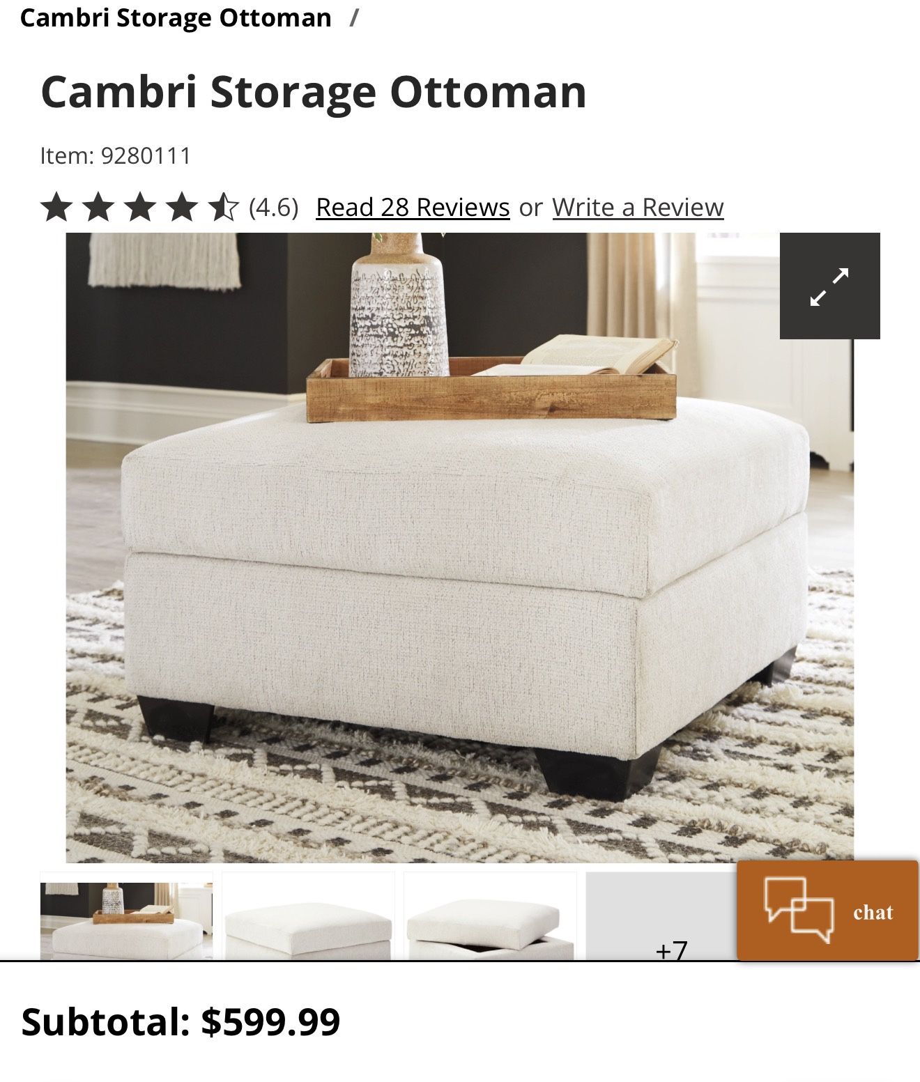 Ashley Cambria Storage Ottoman
