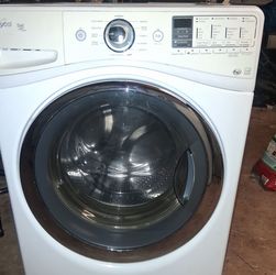 Whirlpool Super Capacity front loading washer.