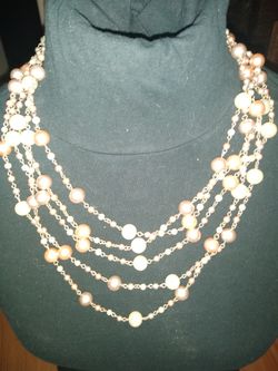 Mulit layer pearl and chain necklace
