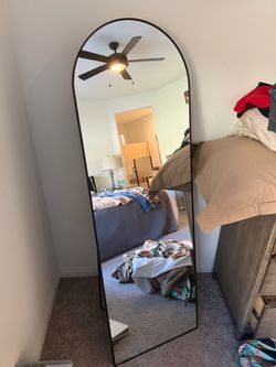 Full Length Arched Floor Mirror Black Frame