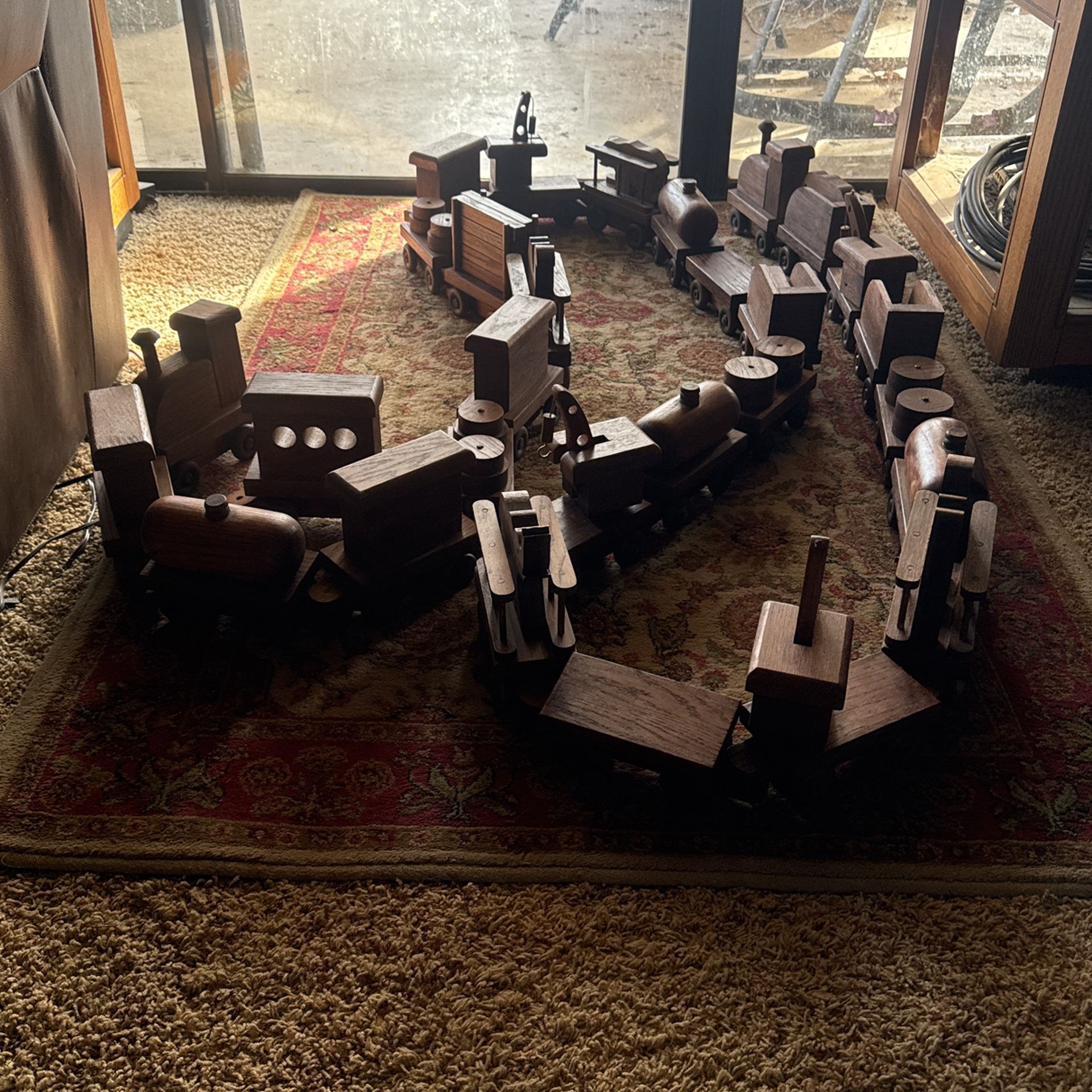 29 Piece Antique Wooden Train Set