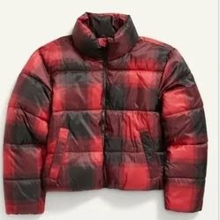 Brand new with tag Red and Black plaid Puffer Jacket For Women From Old Navy Winter Coat 
