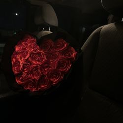 Red Eternal Heart Shaped Bouquet $60