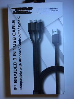 1 charging cable for ALL your devices. Iphones, Ipad’s Androids. premium quality 6 feet, NEW