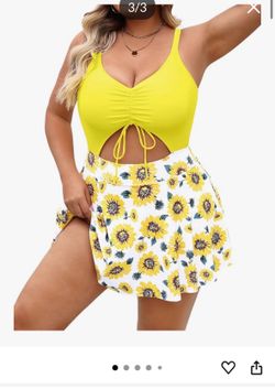 Yonique Plus Size 24 One Piece Sunflower Bathing Suit