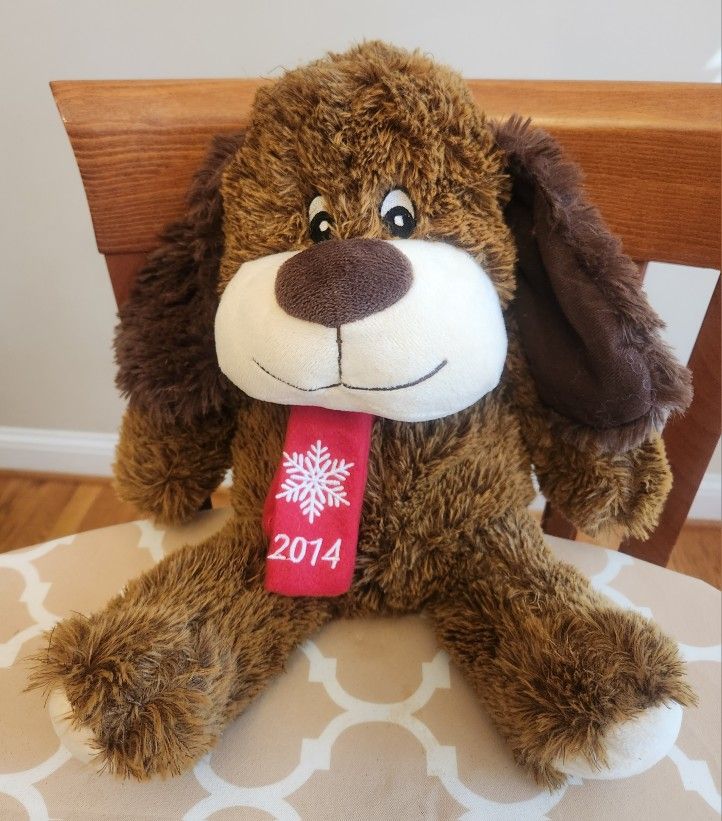 Brown Puppy Dog 2014 Snowflake Scarf Plush Stuffed Animal Toy, 16"