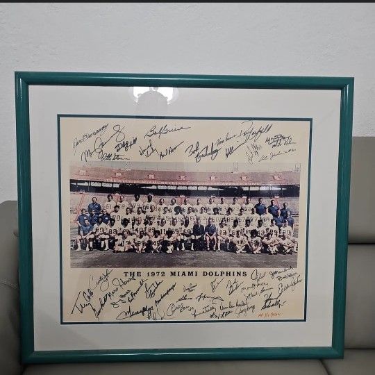 1972 Miami Dolphins Team Autographed (41) Photo "The Perfect Season" COA JSA