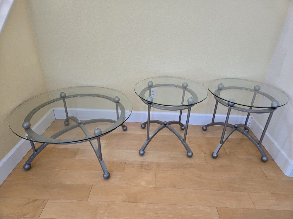 3 Beautiful Glass Tables With Silver Legs
