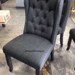 Dark Grey Wingback Dining Chairs Set Of 2 Brand New In Box 