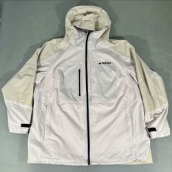 Adidas Women's Terrex Xploric RAIN.RDY Outdoor Jacket Cream/Black Size 3X