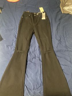 Black High Waisted Flared Jeans 