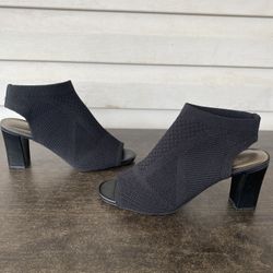 Impo | Women's Velancy Black Knit Block Heels Slingback Shoes Size 7.5