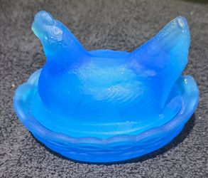 Vintage Westmoreland Frosted Blue Glass Candy