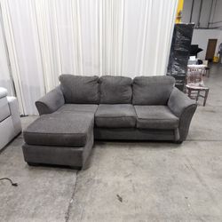 Dark Gray Fabric L-Shaped Sectional Couch with Chaise