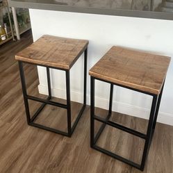 Modern Wood & Metal Barstools (Set of 2) – Like New