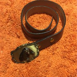 (#D) Brown Bear Growling 3D Genuine Leather Belt