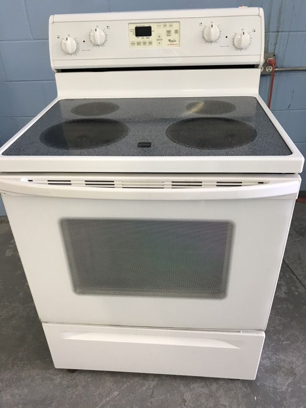 White Whirlpool Glass Top Stove With 120 Day Warranty
